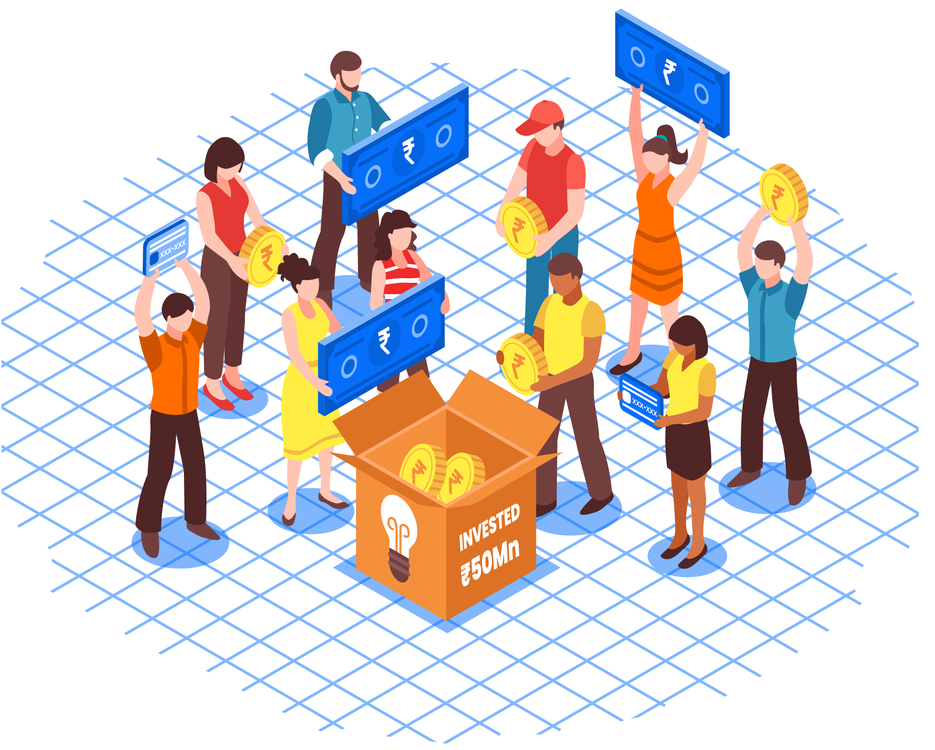 Illustration of people investing in startups